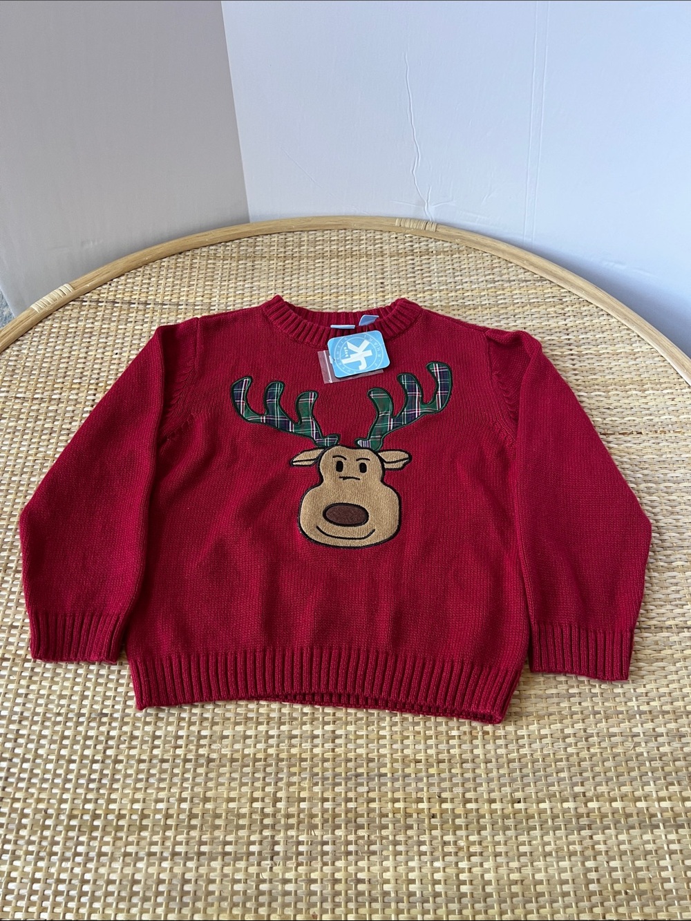 J. Khaki Kids Reindeer Sweater Red Green Plaid Cotton Bl. Holiday photo 5 NEW